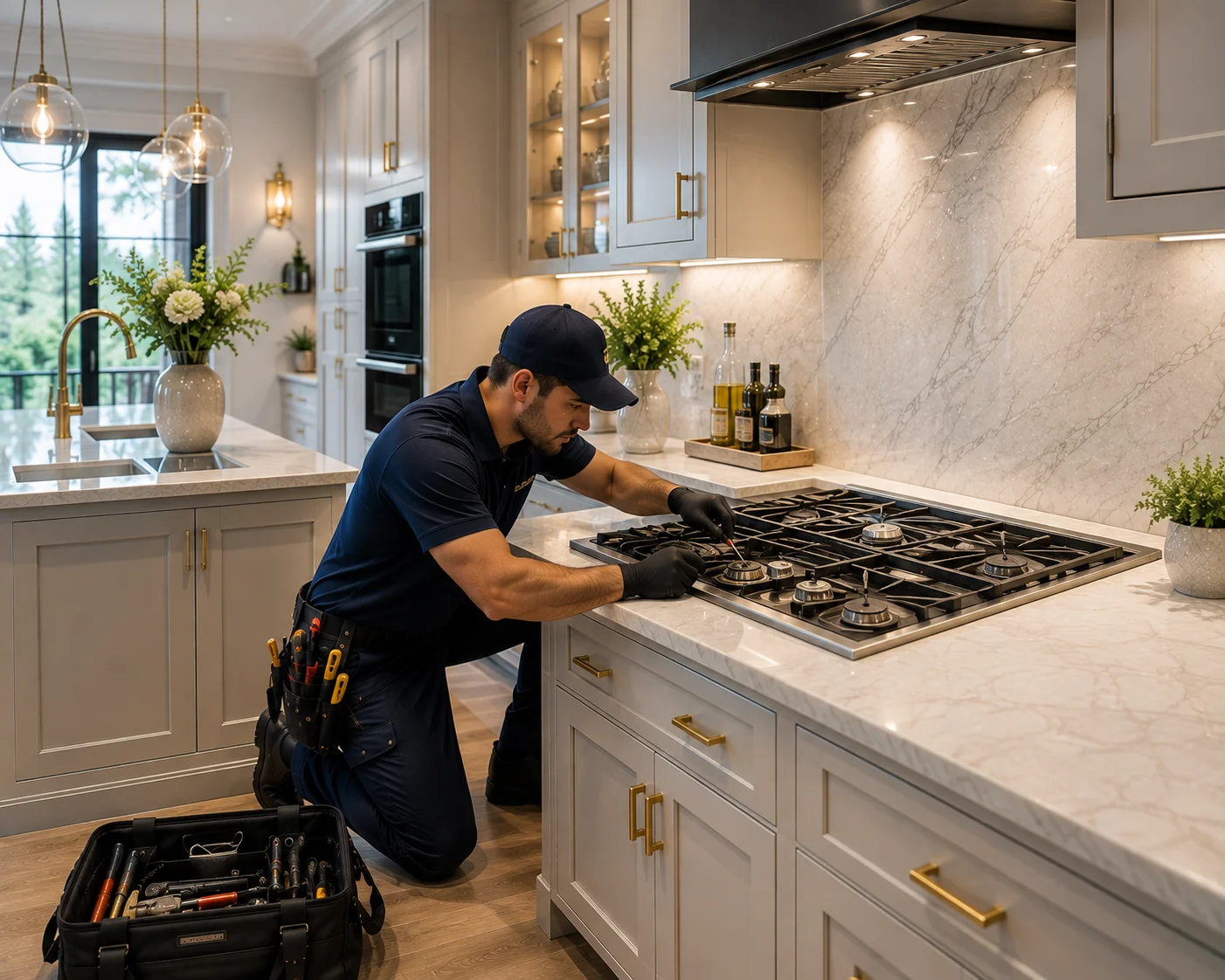 Gas cooktop repair in a Des Moines kitchen