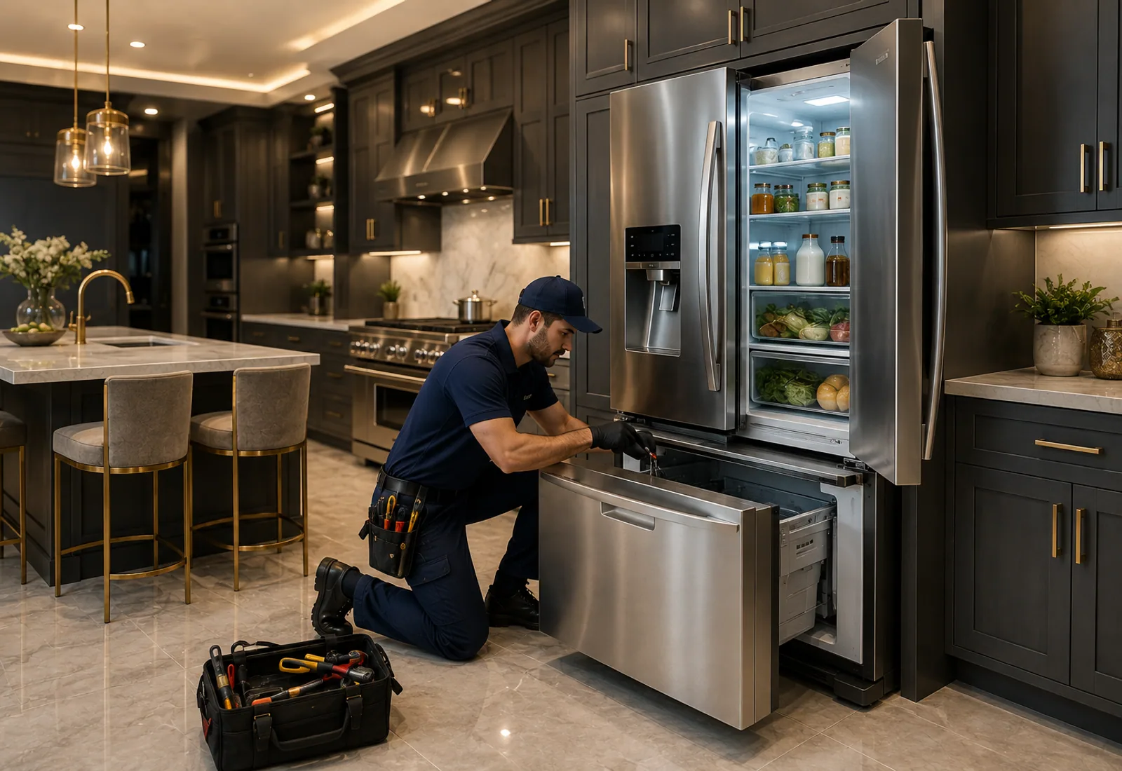 Whirlpool Refrigerator before repair in West Des Moines